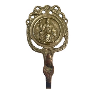 Vintage Solid Brass Classical Motif Wall Hook For Sale
