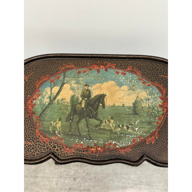 Black Vintage Chinoiserie Japanned Accent Table With Drawer For Sale - Image 8 of 18
