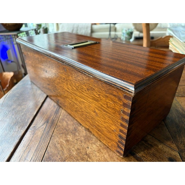 Brown Antique Mahogany Cash Till Box With Bell For Sale - Image 8 of 10