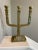 Vintage 1940's Brass Three Armed Candelabra For Sale - Image 10 of 13