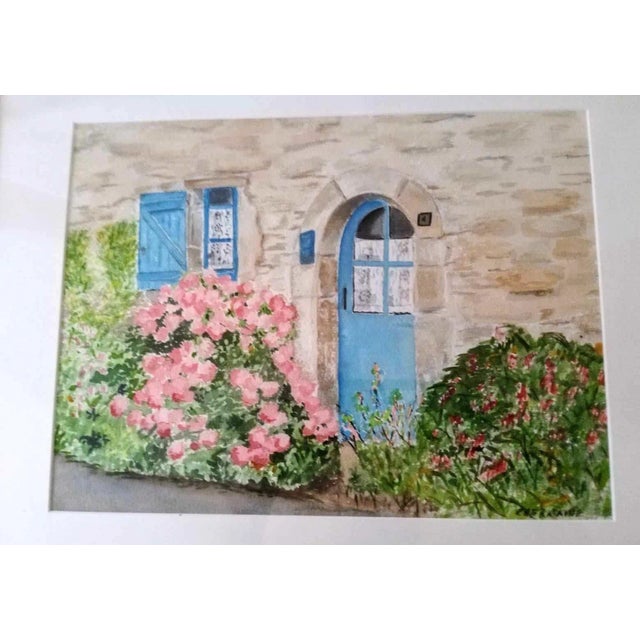 Wonderful bright watercolor on board , signed. Gold frame, well made. white matted. total width with frame is 19 1/2...