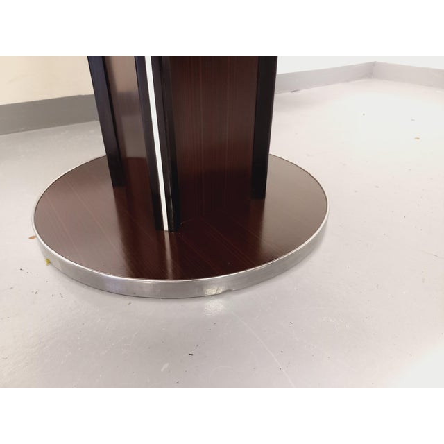 Vintage Round Dining Table in Ebony Wood and Chrome-Plated Metal, 1970s For Sale - Image 15 of 18