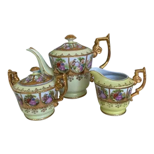 1950s Royal Vienna by Arnart “Love Story” Collection - Tea/Coffee Serving Set, Hand Painted, Courting Couple Scenes, Gold Trim