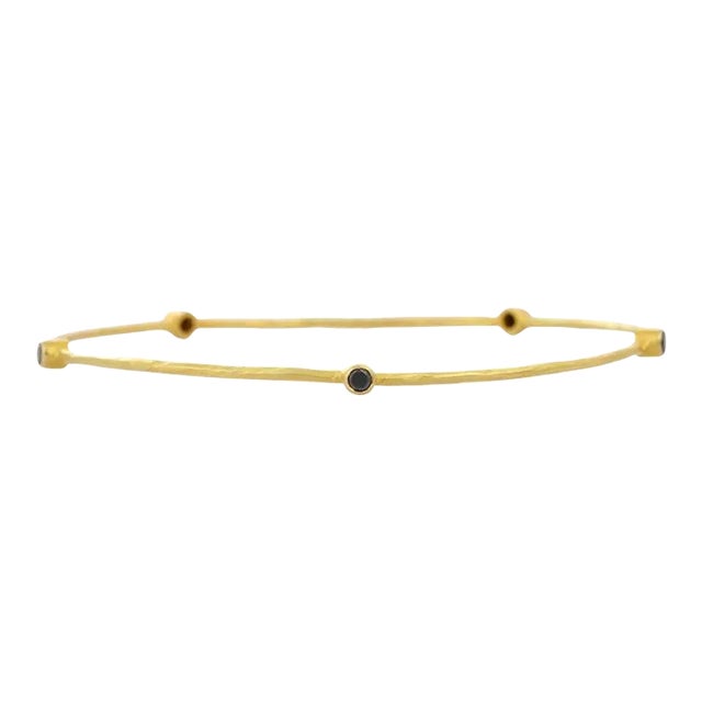 Black Diamond Bangle in 18k Solid Yellow Gold For Sale