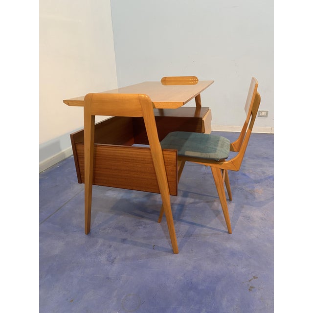 Mid-Century Modern Mid-Century Modern Italian Desk and Chair attributed to Vittorio Dassi, 1956, Set of 2 For Sale - Image 3 of 18