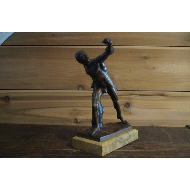 French Bronze Figure of the Borghese Gladiator on Marble Base For Sale - Image 4 of 9