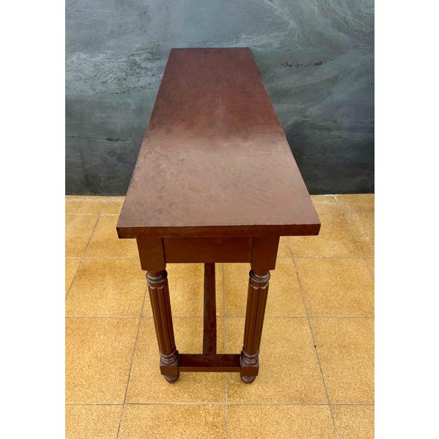 Brown Spanish Renaissance Revival Carved Oak Console Table with Drawer, 1930s For Sale - Image 8 of 11