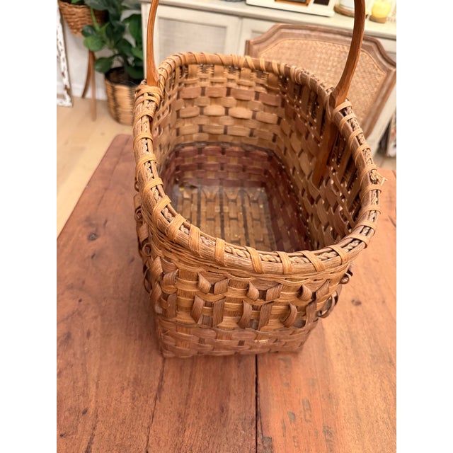 Antique or Vintage Folk Art Split-Wood or Splint Gathering Basket For Sale - Image 4 of 8