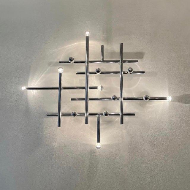 Large Wall Light in Chromed Tubular Steel by Temde AG Switzerland, 1970s For Sale - Image 11 of 11