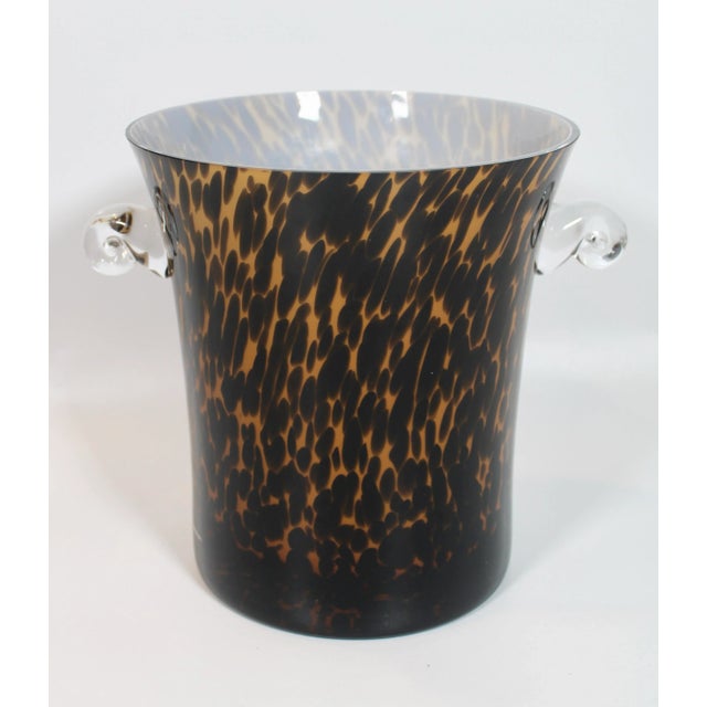 Mid Century Modern Tortoise Shell Glass Champagne Ice Bucket For Sale - Image 9 of 9
