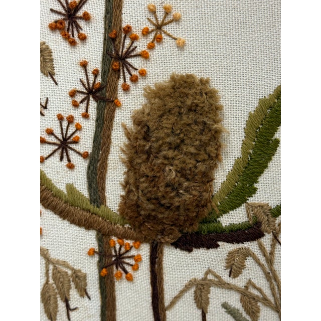 Mary Jo Morris Botanical Embroidery Textile Art, Vintage For Sale - Image 9 of 12