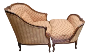 1990s Beacon Hill Furniture Bergere & Matching Ottoman