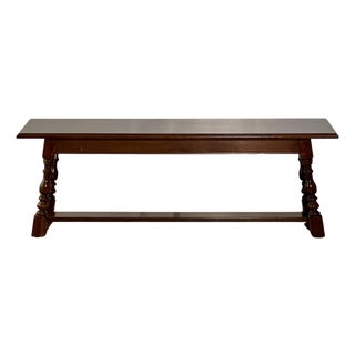Harden Furniture Country English Style Cherry Wood Bench With Splayed Legs, 20th C. For Sale