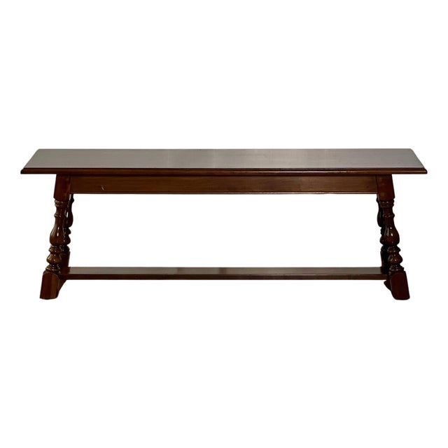 Harden Furniture Country English Style Cherry Wood Bench With Splayed Legs, 20th C. For Sale