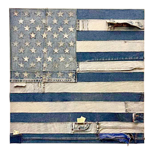 Jean Jacques de la Verriere, Vintage 1970s Pop Art Americana Patriotic American Flag Denim Jeans Hand Sewn