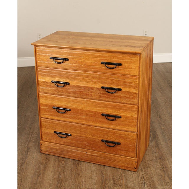 High Quality American Made Vintage Oak Tall Dresser with Dovetailed Drawers and Horseshoe Pulls