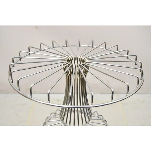 Vintage Mid Century Modern Chrome Metal Wire Pedestal Cake Stand For Sale - Image 4 of 8