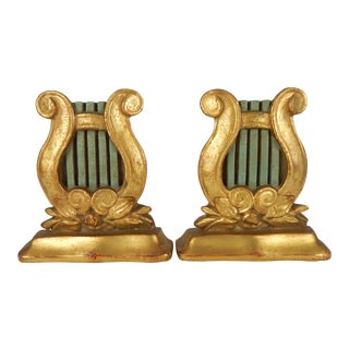 Borghese Lyre Bookends, Pair For Sale