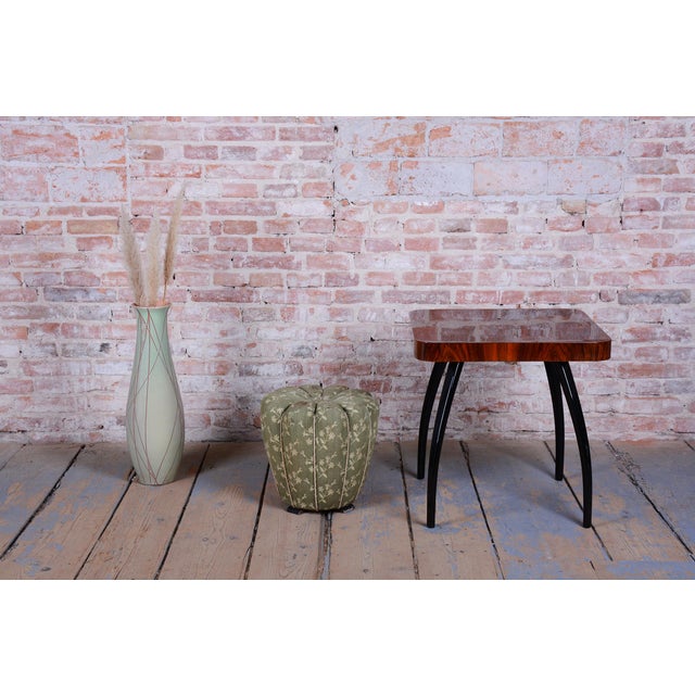 Green Czech Art Deco Beech Ottoman attributed to Jindřich Halabala for Up Závody, 1930s For Sale - Image 8 of 10