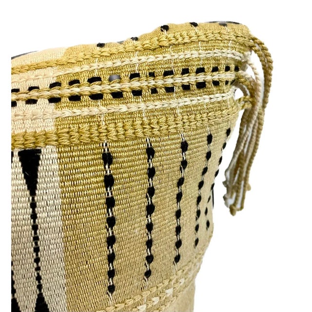 Vintage Black/Beige Geometric Needlepoint Pillow For Sale - Image 4 of 4