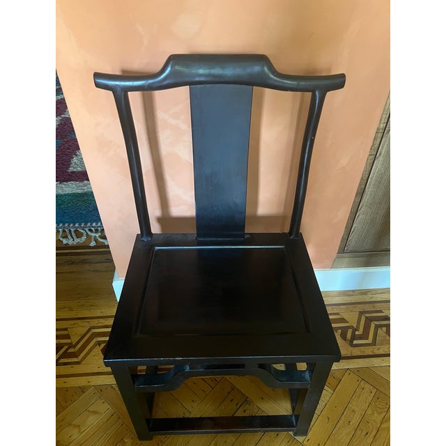 1960s Chinese Yokeback Carved Dining Chairs For Sale - Image 4 of 5