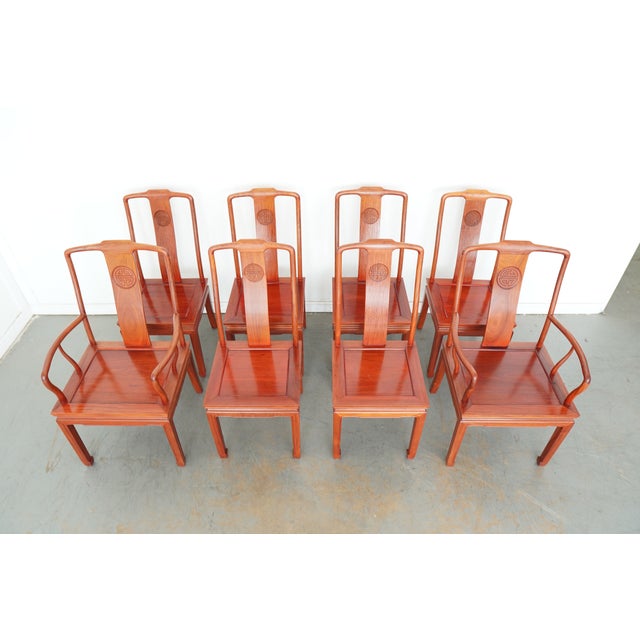 These vintage Chinese Chippendale style dining chairs showcase the refined elegance and balanced proportions that made...