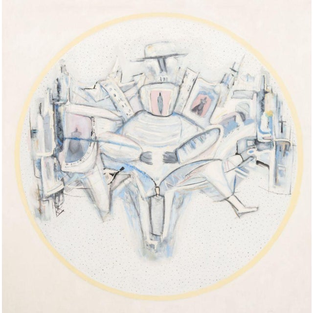 Agudelo (XX), Abstract Figural Composition, Oil on Canvas, signed lower right, unframed. 65" H x 65" W x 2.25" D....