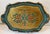 Love this Italian gilt wood serving tray with teal and red accents.