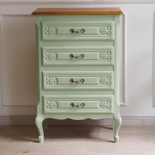 1920s Antique Louis XV Style French Mint Green Chest of Drawers, 1920 For Sale - Image 5 of 12