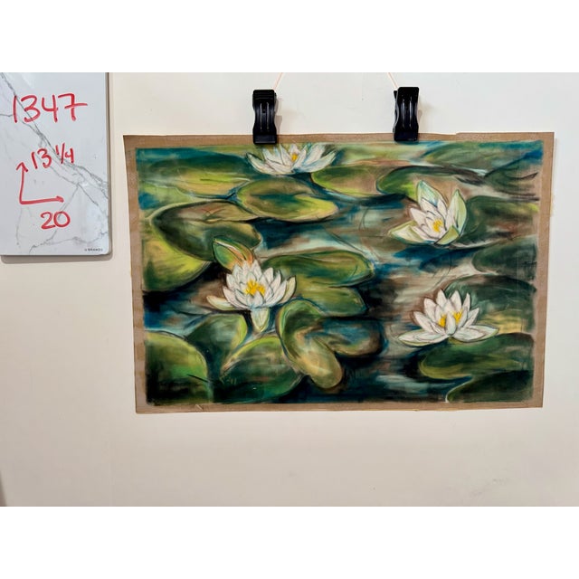 Henry Emil Salloch Original Pastel on Paper Water Lilies on a Shaded Pond, 1941. For Sale In Atlanta - Image 6 of 6