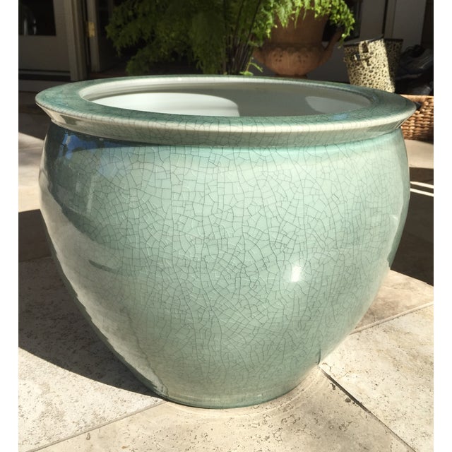 Celadon Crackle Glaze Fish Bowl Planters Pair Chairish