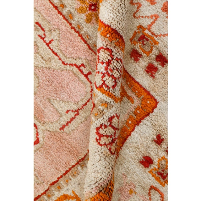 1900 - 1909 Antique Turkish Oushak Rug  Botanical Elegance in Soft Pastels For Sale - Image 5 of 8