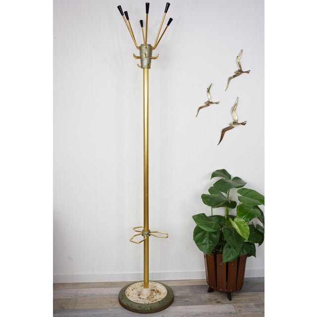 Gold Brass and Metal Coat Rack, 1950s For Sale - Image 8 of 8