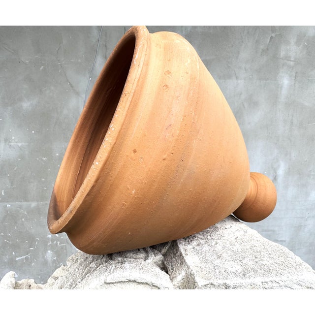 Large handmade terracotta amphora planter with rounded ball base, designed for hanging or supported display, ideal for...