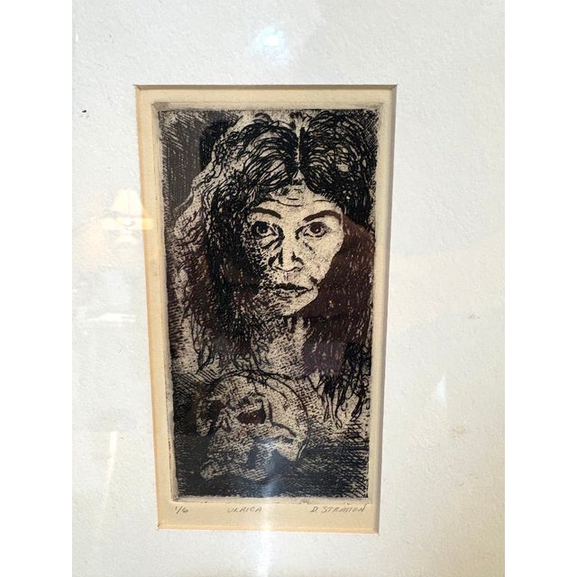 Gothic D. Stratton Black/White Woman With Skull Original Print For Sale - Image 3 of 4