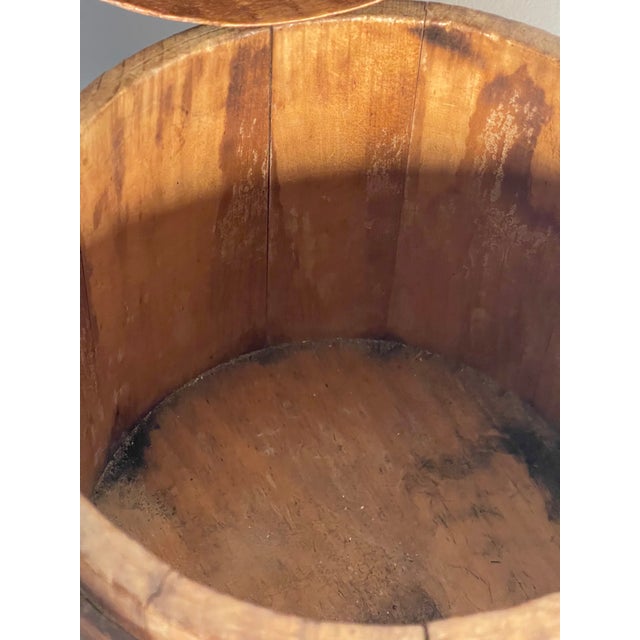 Folk Art Antique American Folk Art 19 Th C Wood Bucket Pail For Sale - Image 3 of 5