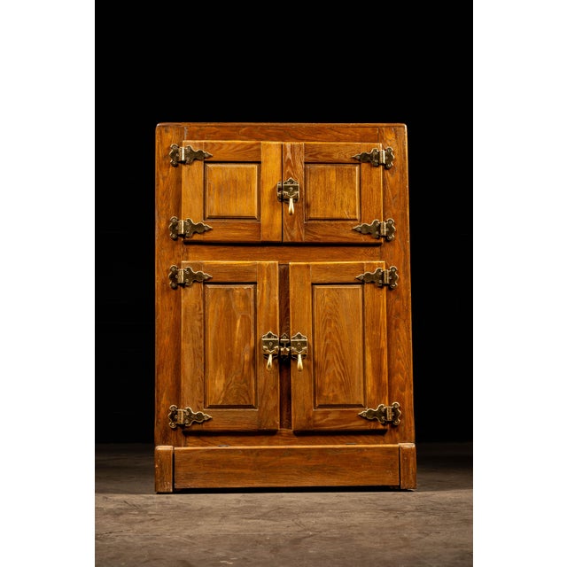 American Early 20th Century 4-Door Oak Ice Box For Sale - Image 3 of 11