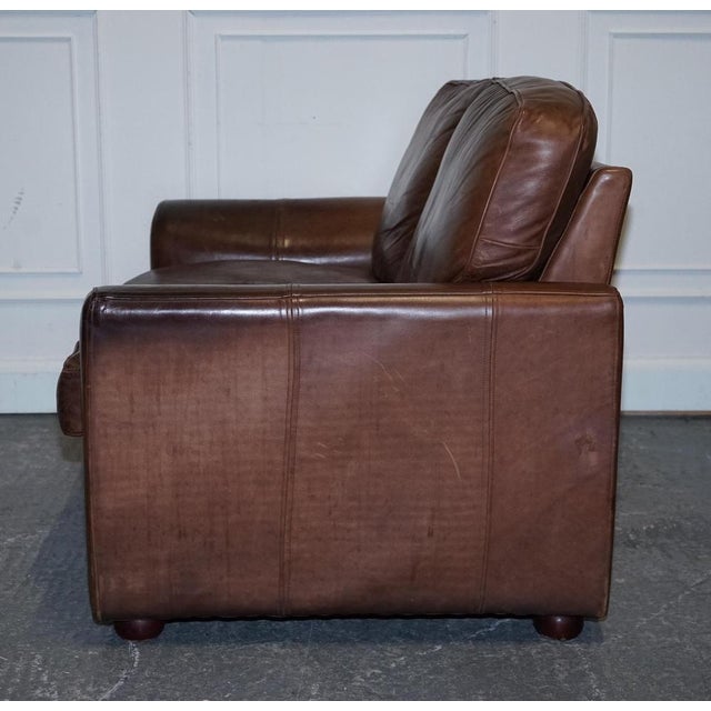 Vintage Halo Two Seater Brown Leather Sofa For Sale - Image 12 of 16