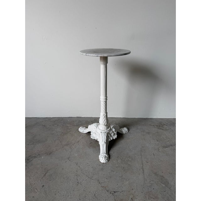 19th Century French Cast Iron Bistro Table With White Marble Top For Sale - Image 12 of 12