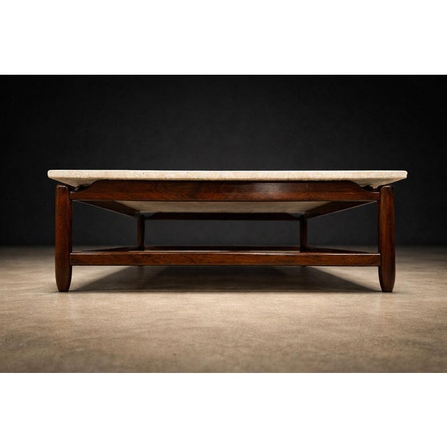 Wood Coffee Table in Solid Rosewood & Marble by Jorge Jabour for Móveis Cantu, Brazilian Modern, 1960s – Lot 645 For Sale - Image 7 of 14