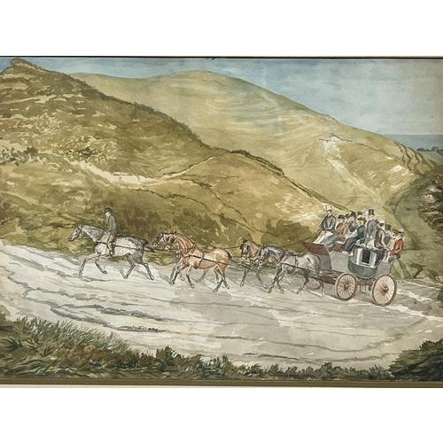 Folkestone & Canterbury Quicksilver Coach, Watercolor, Framed For Sale - Image 5 of 12
