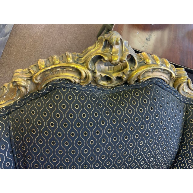 Wood Circa 1900’s Pair of Carved and Gilt Rococo Bergere Chairs For Sale - Image 7 of 14