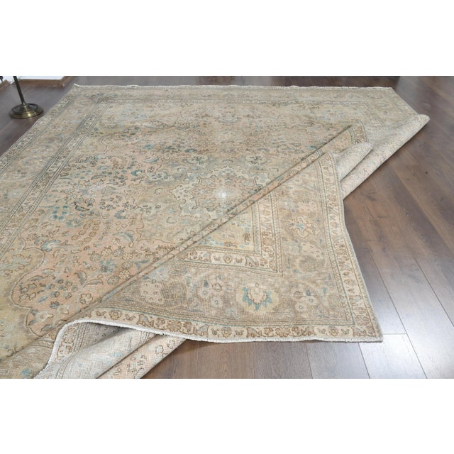 1970s 1970s Vintage Persian Handmade Wool Orange Area Rug For Sale - Image 5 of 11