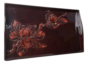 Early Shōwa Era Lacquered Carved Wood Tray, Japan, 1920s