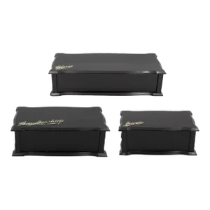 1920s English Art Deco Solid Ebony Dressing Boxes - Set of 3