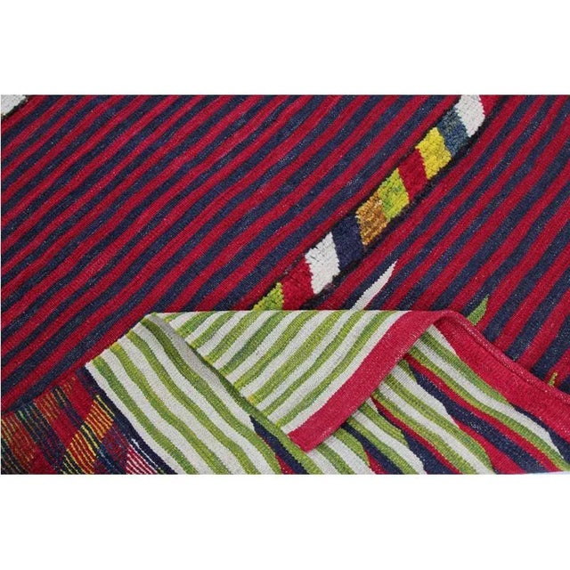 Tribal Handwoven Scandinavian Style Persian Kilim Area Rug - 4′3" × 5'10″ For Sale - Image 3 of 9