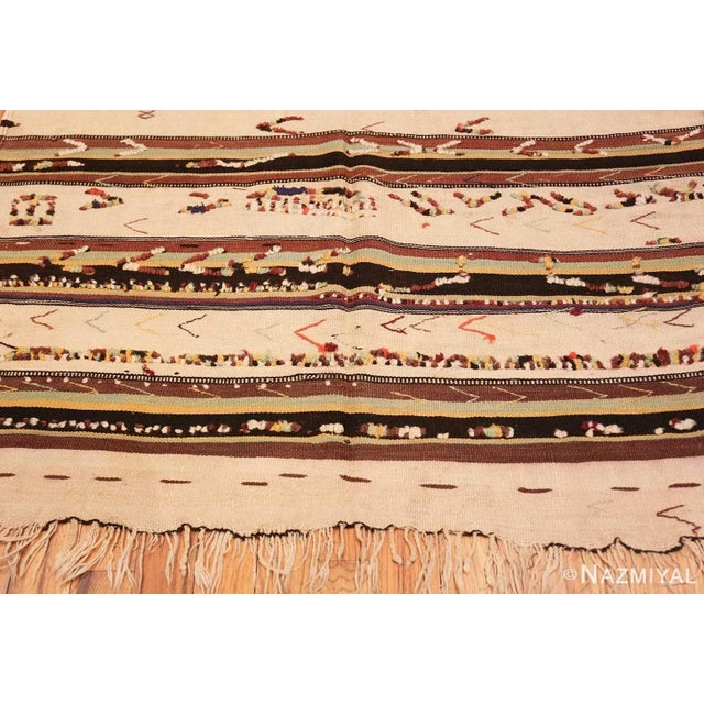 Moroccan Long And Narrow Tribal Vintage Moroccan Kilim Rug For Sale - Image 3 of 7