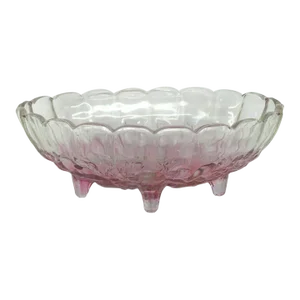 Indiana Fruit Garland Style Pink Glass Footed Oval Dish Bowl