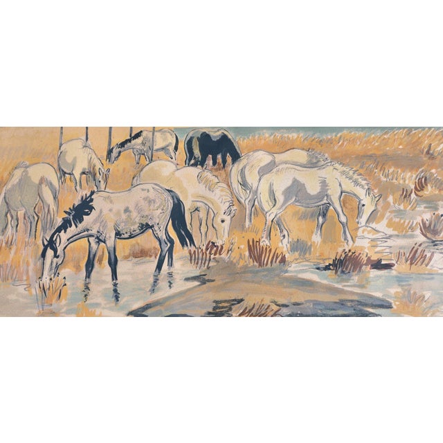 1920s Brayer Yves, Herd of Horses in the Camargue, 1920s, Lithograph, Framed For Sale - Image 5 of 9