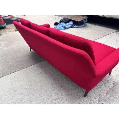 Dux Sofa, Upholstered, Mid-20th Century Design, Folke Ohlsson Newly Reuphostered For Sale - Image 9 of 11